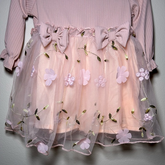 NWT PatPat Baby Girl Pink Floral Mesh Dress Set Size 3-6 Months - Picture 4 of 7